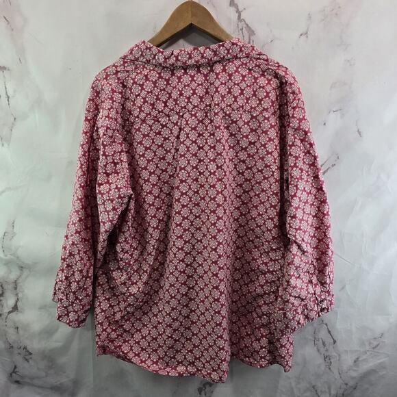 Columbia Shirt Womens 3X Pink Button Up White Floral Long Sleeve Collared - Picture 4 of 10